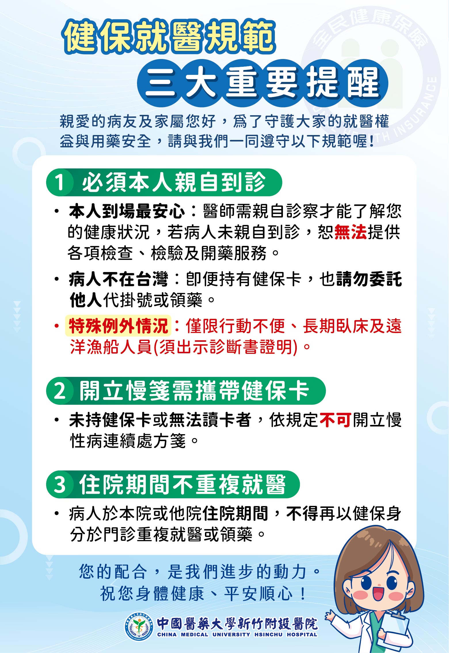 新竹中醫大-健保就醫規範-海報說明
